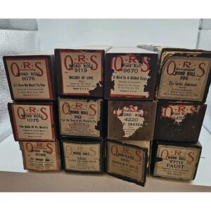 Lot of 12 Old Player Piano Rolls  / QRS (D)